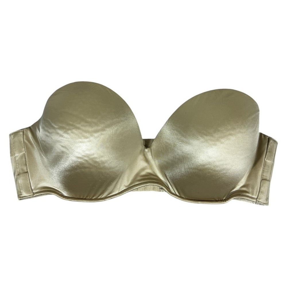 Cacique Strapless Solid Bra Champagne Gold Plus Size Underwire Padded Size 42DD